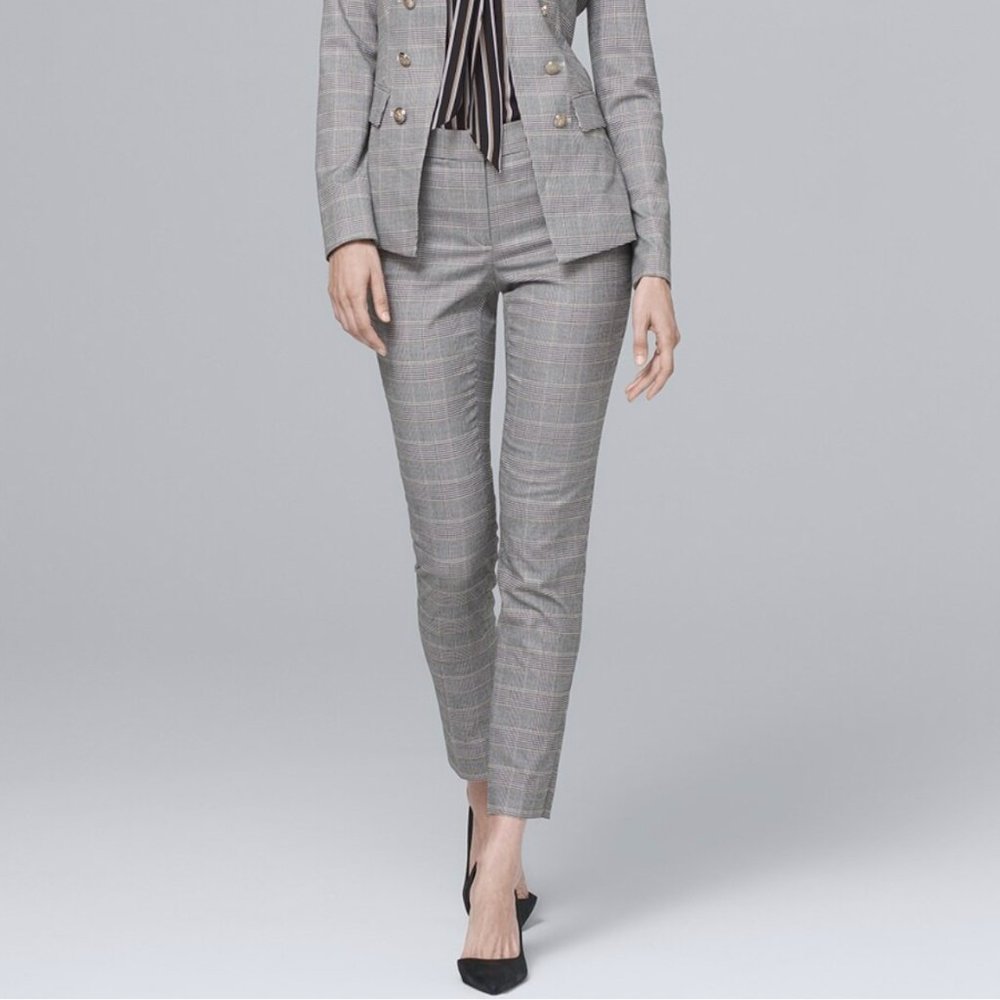 NWT - PLAID SLIM ANKLE PANTS - black w/ cabernet